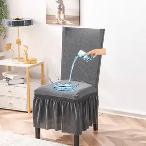 Solid Color Chair Cover with Skirt, Waterproof Chair Cover, 2/4/6 Counts Removable Washable Chair Slipcover, Chair Protector for Home Dining Room Hotel