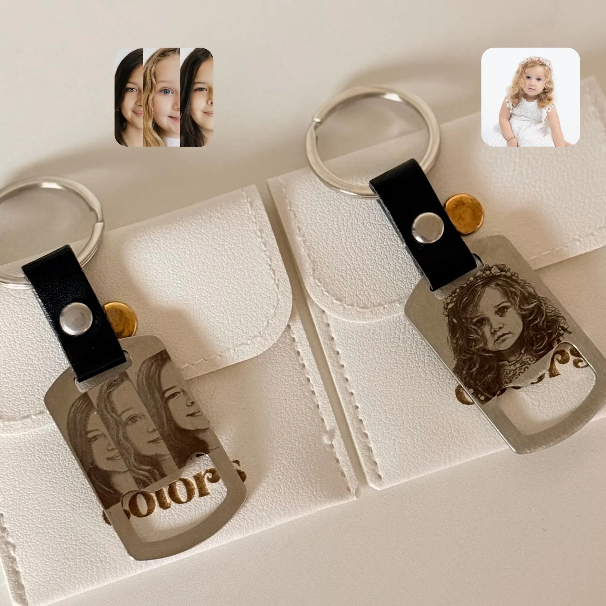 Personalized Photo Charm Keychain - Real Engraving Stainless Steel, Custom Photo Keychains with Personalized Details, Gift for Mom/Dad (Anniversary, Aunts), Long Distance Keepsake, Available in Silver & Black