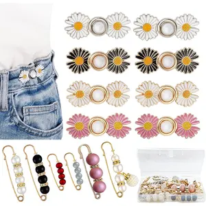 22 count Pant  Tightener, 14 Set 10 Style Removable Jean Button Pins, Instant Jean Buttons for Loose Jeans, No Sewing Required Pants Clips for