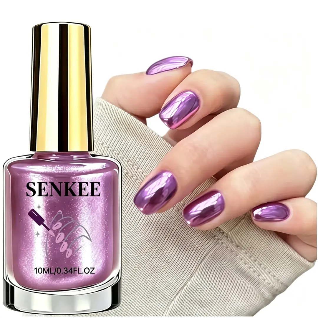 Deep Violet Chrome Nail Polish, Reflective Metallic Shine Color, Quick Dry Long Lasting Manicure Polish
