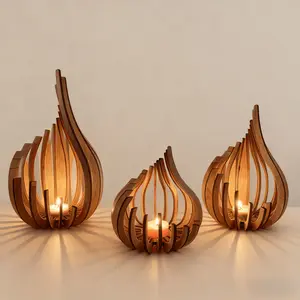 New Artwork Wooden DIY Handmade Candle Lamp Holder Decorations Arrangement Decoration Candlestick