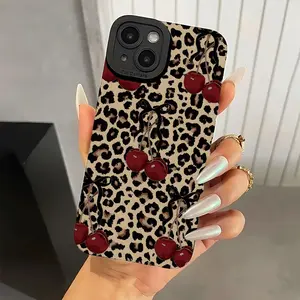 Fashion Leopard Print Cherry Design Shockproof Ultra-Thin Protective Phone Case, Full Camera Lens Protection, Soft Cover for iPhone 17/16/15/14/13/12/11/plus/pro Max