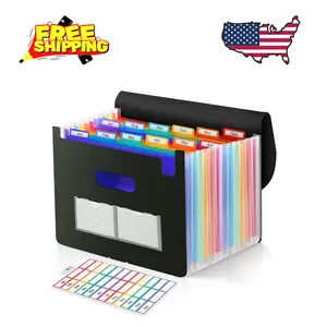 Accordion File Organizer, 12 Pockets File Folders, Letter Size Black