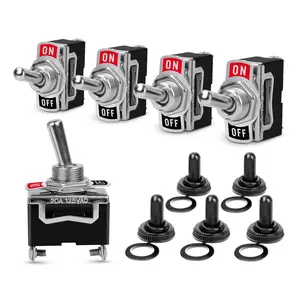 Nilight 90012E Heavy Duty Rocker Toggle 15A 250V 20A 125V SPST 2Pin ON/Off Switch Metal Bat Waterproof Boot Cap Cover-5 Pack