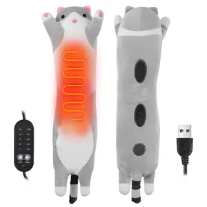 USB Powered Electric Heating Pad, Plush Cute Cat Throw Pillow, 5 Heat Settings, Menstrual Relief, Gift for Women & Teen Girls