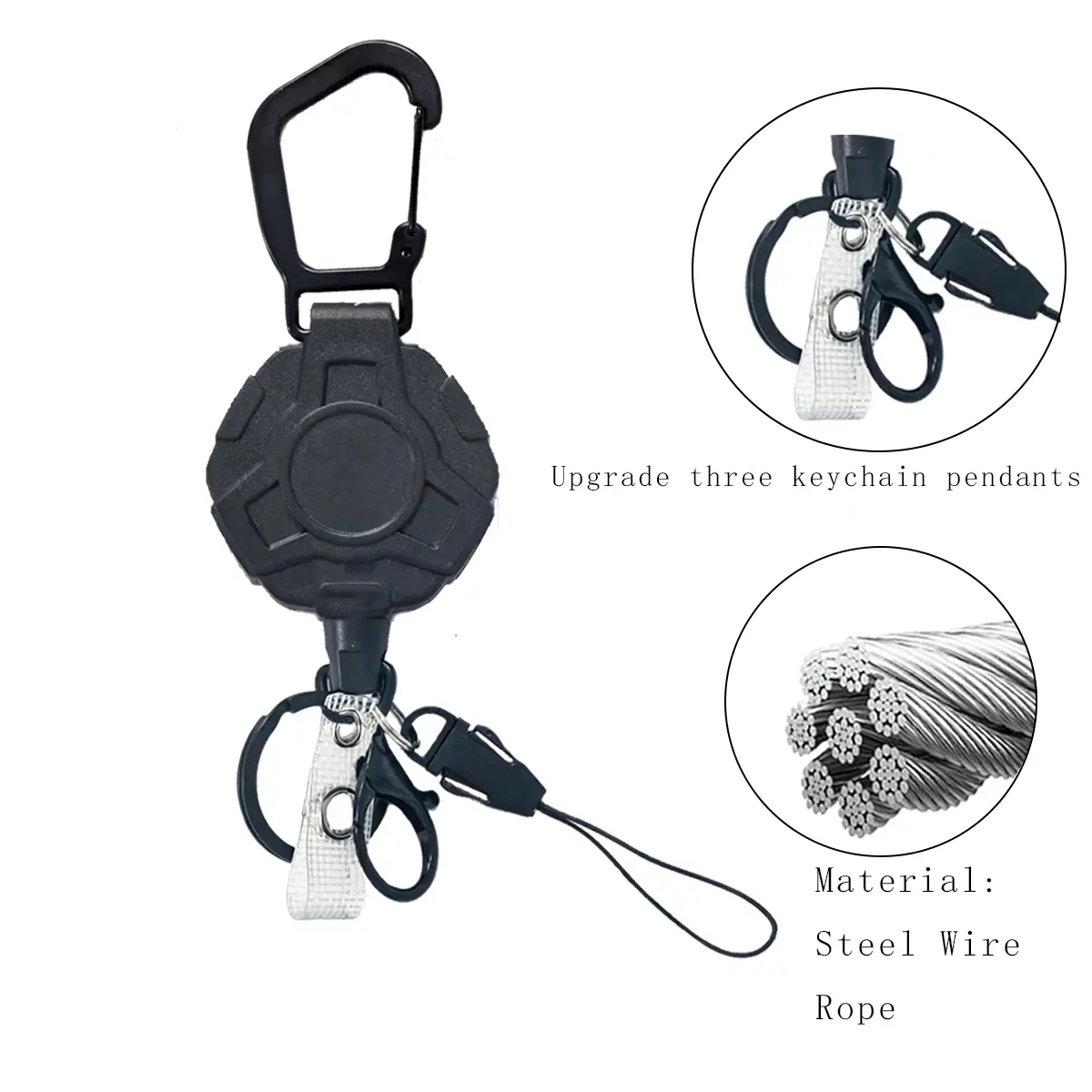 Climbing Backpack Clip, Tactical Retractable Badge Holder with Steel Rope, Outdoor Camping Backpack Keychain Accessory