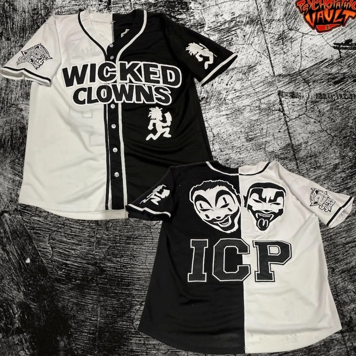 Split Colors Black/White Wicked Clowns Baseball Jersey ICP Juggalo Jersey