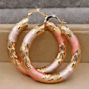 Vintage Elegant Golden Copper Hoop Earrings - Durable, Hypoallergenic, Comfortable Daily Women's Costume Jewelry - Stylish Fashion Accessory, Gift Idea