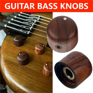 2PCS Rose Wood Guitar Volume Tone Knobs with 6mm（15/64"） Brass Hole Electric Bass Guitar Speaker Control Knobs