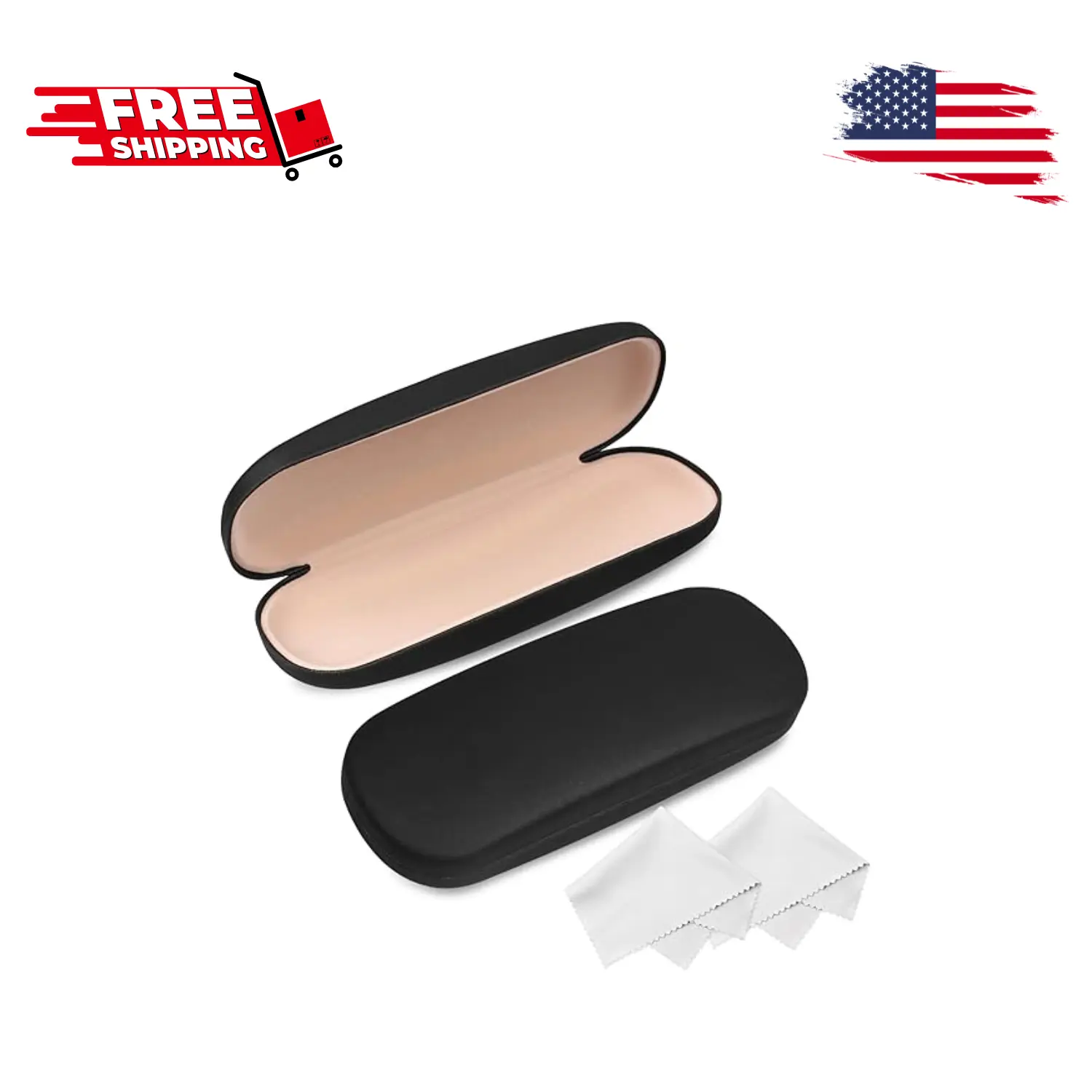 Glasses Case, 2 Pack Eyeglass Case with Cleaning Cloth