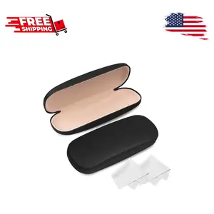 Glasses Case, 2 Pack Eyeglass Case with Cleaning Cloth