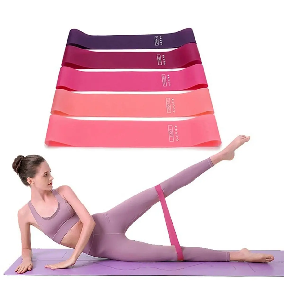 Elastic Band Set: 5-Pack Yoga Pilates Elastic Bands for Leg & Arm Strength Training, Fitness Training Band, Home Gym Exercise Equipment, Valentine's Day Gift
