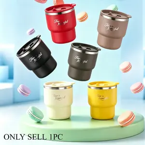 1pc New 304 stainless steel lidded mug, double-wall vacuum stainless steel office tea cup, shatterproof household water cup. Spill-proof insulated coffee mug, suitable for hot and cold drinks, perfect for office, reading and outdoor camping Flasks