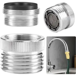 Faucet Adapter with Aerator,Garden Hose to Sink Faucet Adapter,Faucet to Garden Hose Adapter for Bathroom and Kitchen, Sink Hose Attachment with 3/4" GHT Thread Chrome