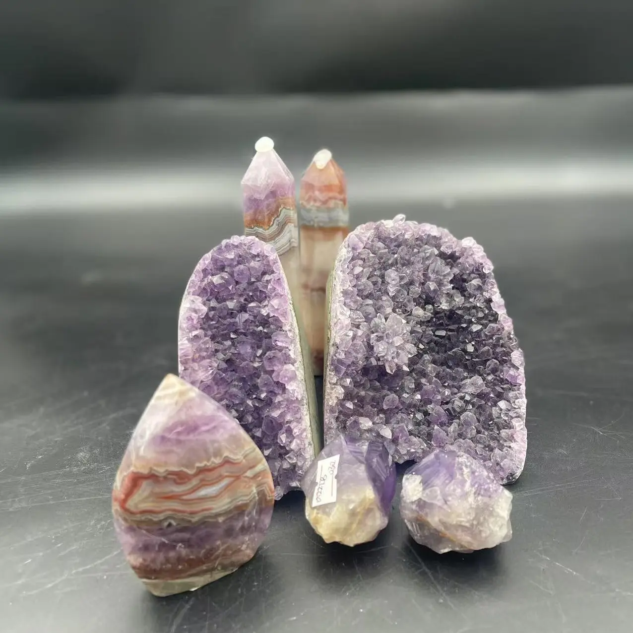 Genuine Crystal 3 All Amethyst Crystal Land Decorations - High-Quality Natural Stone Sculptures for Home & Office Decor