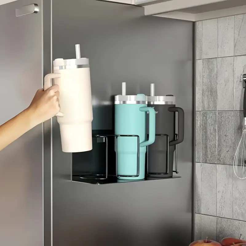 Magnetic Cup Holder with Insulated Mug Stand, Beverage Organizer, No-Drill Installation, Thick Material, Ideal Room Decor & Home Storage Solution