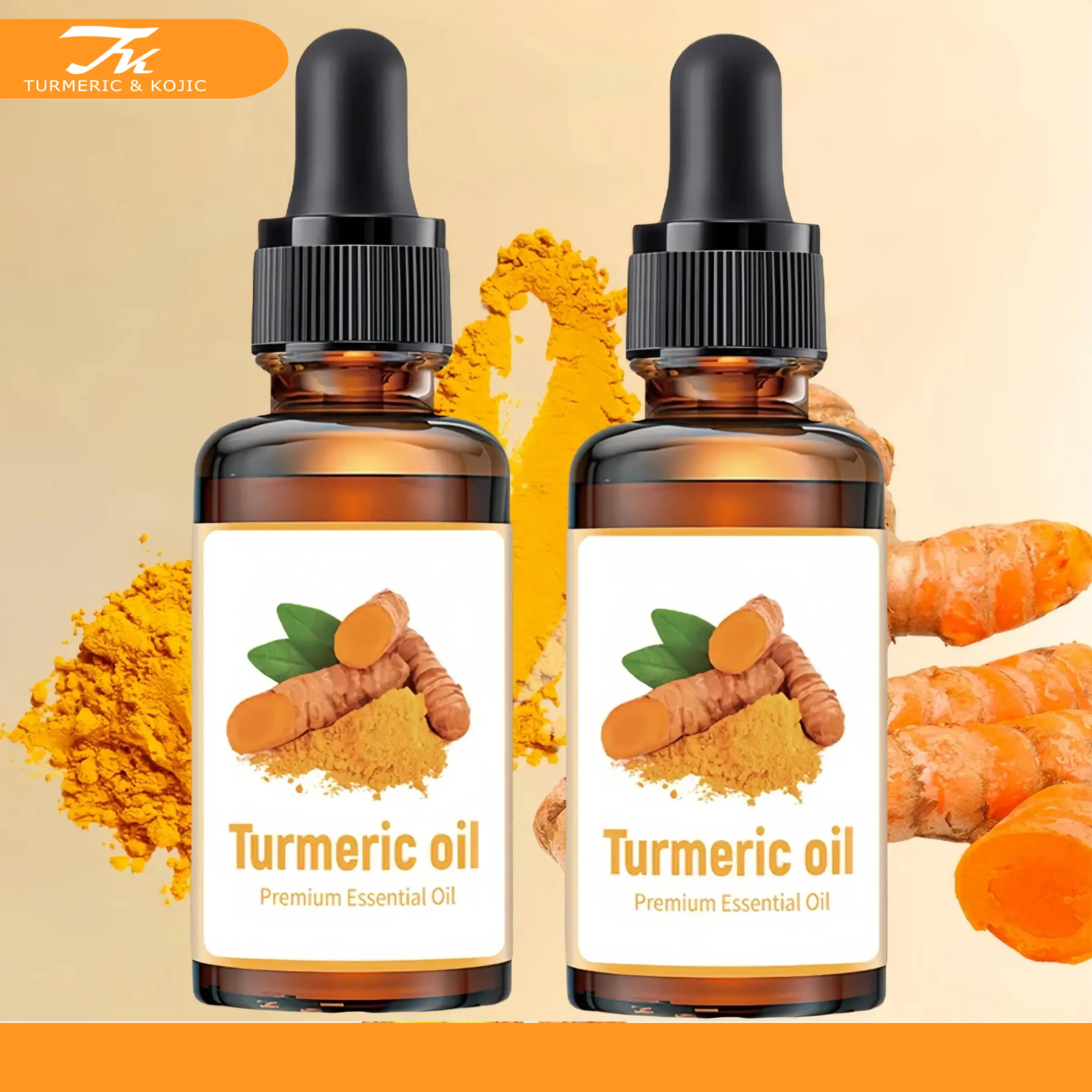2PCS Natural Turmeric Facial Oil, Moisturizing Facial Oil, Daily Skincare Set for Women & Men, Skin Cosmetic Care Kit for All Skin Types, Body Oils, Body Oil Moisture