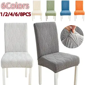 1/2/4/6/8 Pieces Jacquard Dining Chair Covers, One Size Fits All, Removable and Washable, Suitable for Restaurants, Parties and Home Decoration, Suitable for Kitchen and Hotel Use, Universal Chair Cover