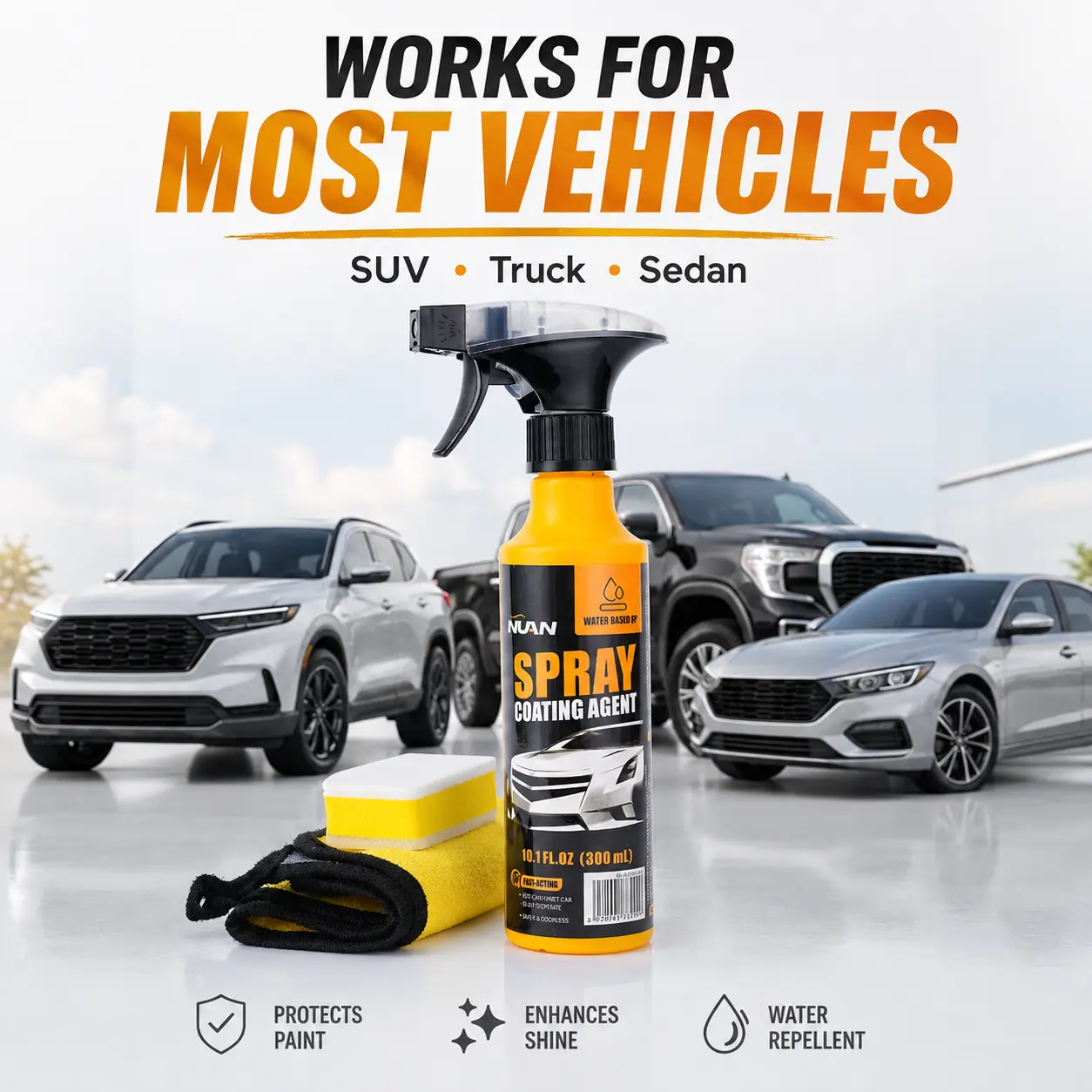 Spray coating agent；NUAN nano car coating sprayNano Car Coating Spray – ceramic coating spray, car ceramic coating spray,spray wax, wax sealant, paint sealant, UV protection car spray, anti dust car coating, water spot resistance,