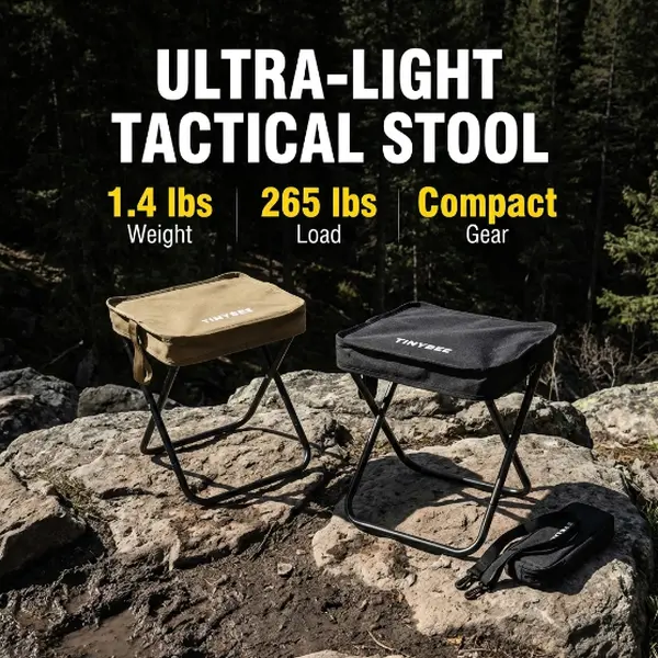 Compact Folding Camping Chair - 630g Lightweight On-the-Go Furniture for Hiking, Light Outdoor Activities