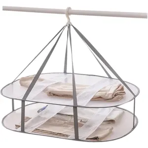 Large Folding Laundry Drying Rack, Clothes Drying Rack, Sweater Drying Rack, Mesh air Dryer, Lay fold Flat Dry Hanger for Indoor, Delicates,, Socks,Swimsuit (Grey)