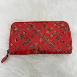 Pre-owned Bottega Veneta python Mini Bags BOTTEGAVENETA Intrecciato Weave Leather Wallet