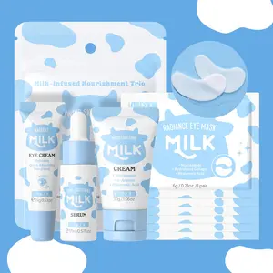 Milk Hydrating Travel-Size Skincare Set Brightening Kit, Includes Serum 17ml, Eye Cream 15g, Moisturizing Cream 30g, Lip Mask, Eye Mask & Mask, Hydrating Soothing, Best Gift