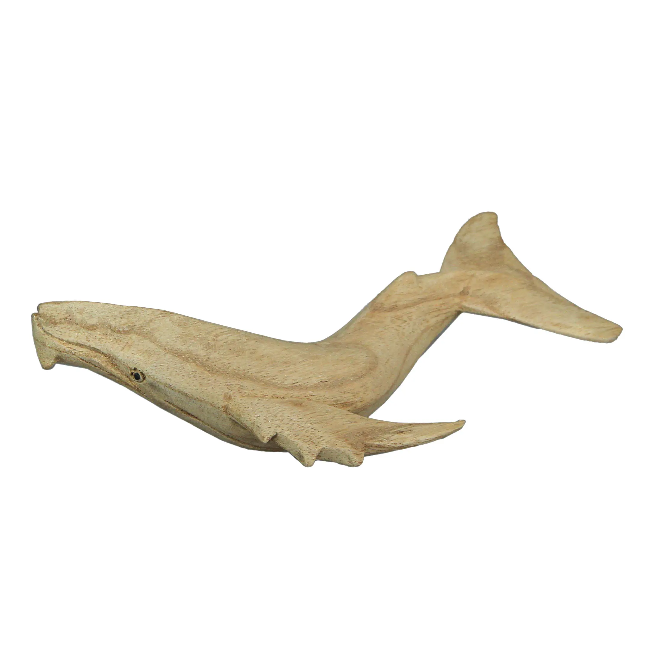 Hand Carved Humpback Whale Wooden Sculpture - 8 Inch Coastal Decor Figurine, Artisan Natural Wood Statue, Nautical Ocean Beach Tabletop Accent, Eco-Friendly, Unique Gift for Home, Office, Living Room