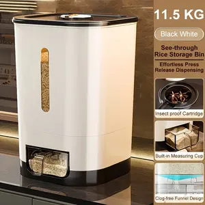 Automatic Grain Storage Dispenser, Sealed Airtight Food Storage Preserving Containers Moisture Proof Insect Proof Flip Cover Latch, Universal for Rice Flour Pet Food