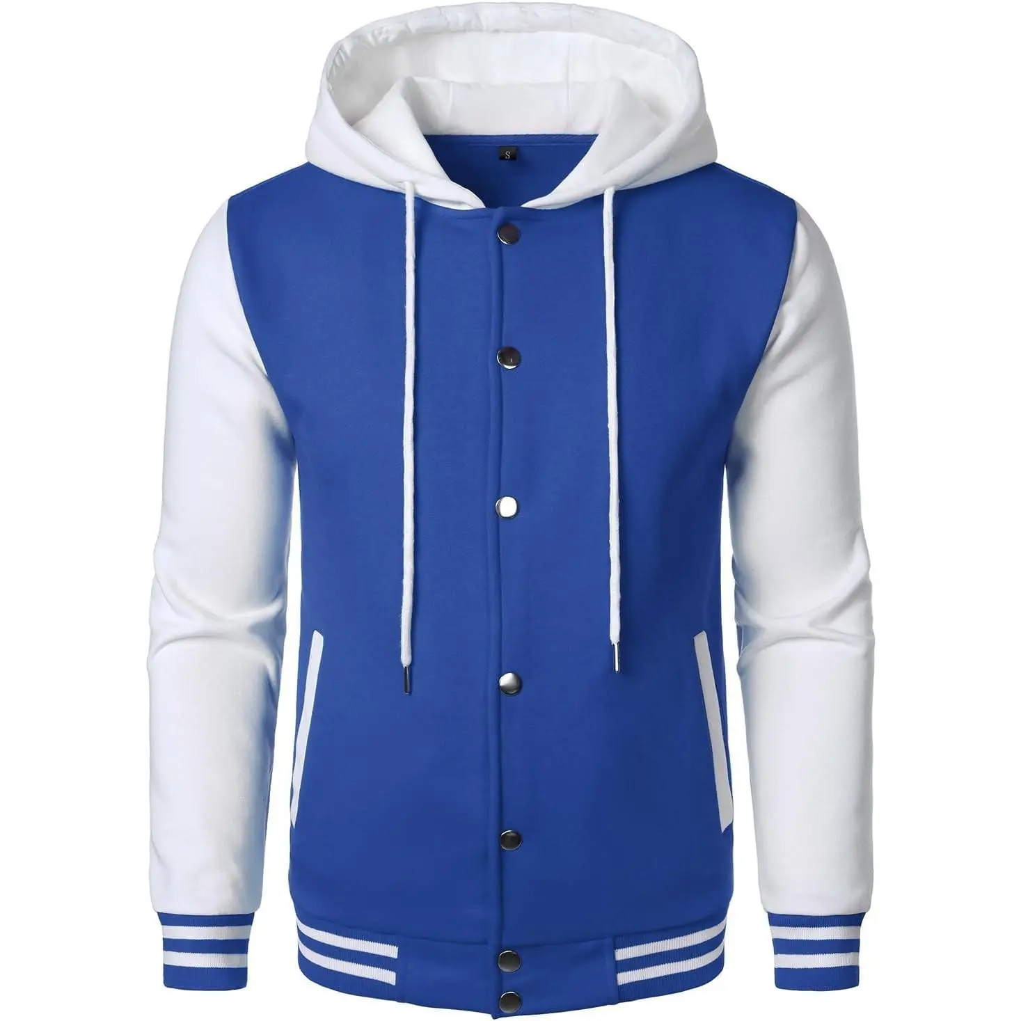 Hooded Varsity Bomber Jacket Cotton Blend Letterman Hoodie Baseball Jackets for Men
