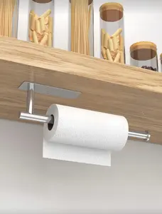 DGAPHRO Paper Towel Holder,Self Adhesive or Drilling Paper Towel Holders Under Cabinet,SUS304 Stainless Steel, Space-Saving, Easy Installation for Kitchen, RV & Bathroom-13" Towel Rack for Rolls, Plastic Wrap & More.