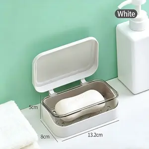 Creative Double Layer Soap Box with Drainage, No Drill Design for Bathroom and Travel, Simple Transparent Soap Storage Container
