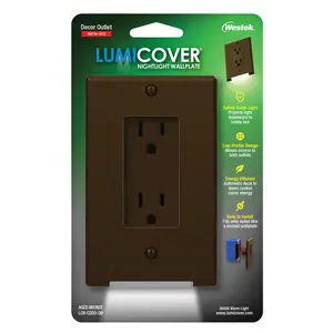 212 MAIN LumiCover 1-Gang Plastic Duplex Outlet Wall Plate with Bronze Finish, LED Strips Light, Indoor Use Nightlight Mode