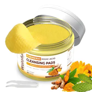 【Watofun】Official Store Turmeric & Ginger Extract Cleansing Cotton Pads, 60 pads — helps with dullness and pigment buildup, improves uneven skin tone