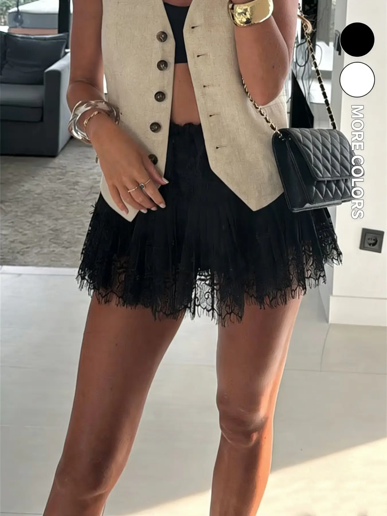 Y2k Lace Mini Skirt Women Low Rise Pleated Ruffle Tiered Half Slip Elastic Waist Fitted Flowy Mesh Lightweight Sexy Casual skirt, Casual Fashionable Skirt