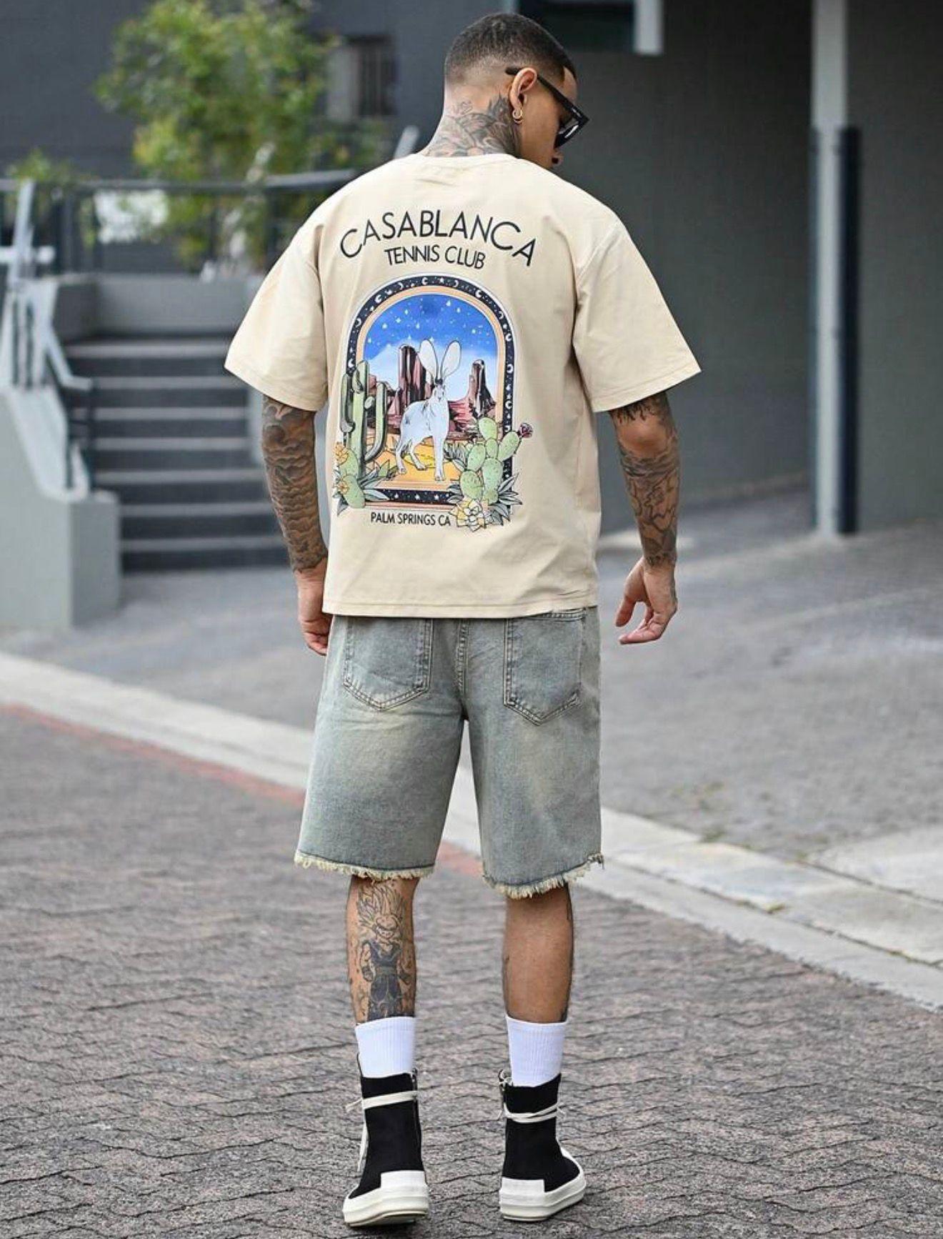 Denim Bermuda Shorts Men Distressed Jean Shorts