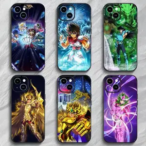 S-Saint S-Seiya Cartoon Phone Case Black Matte Thin Protective Cover For iPhone 11-17 Pro Max/Plus & Samsung Galaxy S23-S25