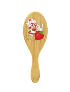 Strawberry Shortcake Wooden Paddle Hair Brush with Gentle Massaging Bristles for Soft Hair Care Anti Static & Anti Tangle