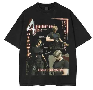 Resident Evil Leon S. Kennedy Graphic Tee, Video Game Character Shirt, Biohazard Themed T-Shirt, Retro Gaming Fan Apparel, resident evil shirt, resident evil merch, resident evil 4 shirt, Unisex Menswear Womenswear Top
