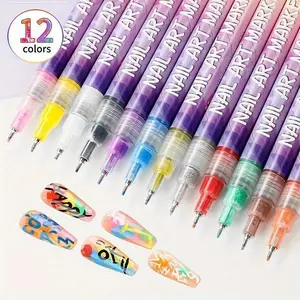 10/12 Color Nail Doodle Pen for DIY Nail Art Quick Drying Acrylic Painting and 3D Dot Embroidery MMA Acrylic Nail Marker On Nails Quick Drying Dot Stitching Nail Art Pen Home Salon DIY Use Nail Care Manicure Polish Cosmetic Smooth days