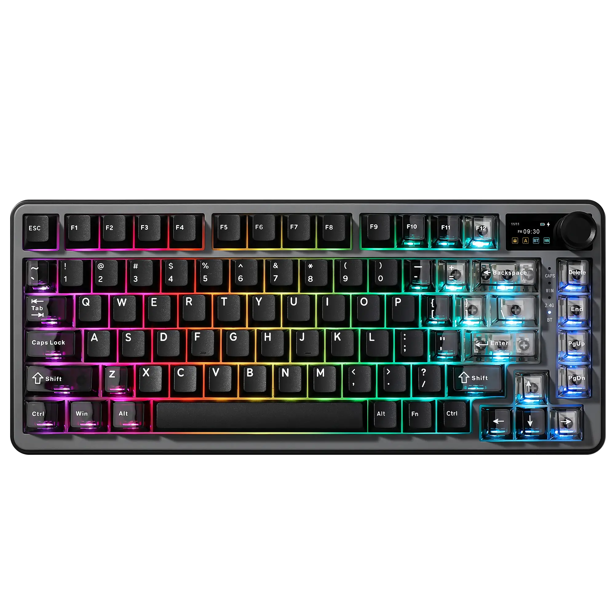 YUNZII B75 PRO MAX Wireless Mechanical Keyboard, 75% Layout with Screen and Knob, Custom Hot Swap Gasket, Creamy Pre-lubed Switches, Bluetooth/Type-C/2.4G for Win/Mac