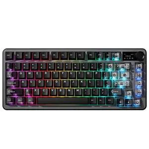 YUNZII B75 PRO MAX Wireless Mechanical Keyboard, 75% Layout with Screen and Knob, Custom Hot Swap Gasket, Creamy Pre-lubed Switches, Bluetooth/Type-C/2.4G for Win/Mac