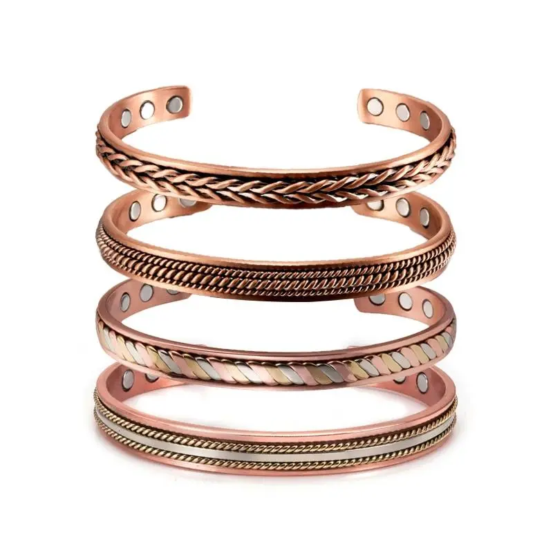 Unisex 99% Pure Copper Magnetic Twist Bracelet, Adjustable Multi-Size Cuff Bangle for Arthritis Pain Relief, Fashion Health Energy Jewelry, One-Piece