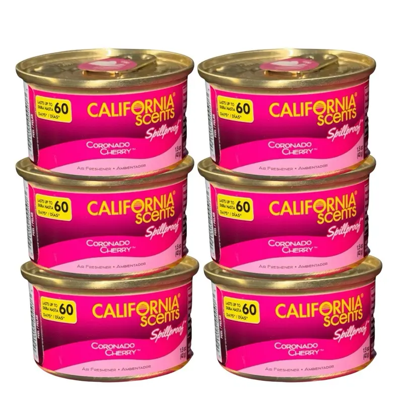 California Scents Coronado Cherry Spillproof Air Freshener 1.5 Ounce Canister Original Organic Scent for Car & Home PACK OF 6!