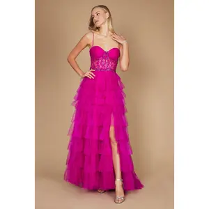 Dylan & Davids Long Fuchsia Corset Prom Ball Gown