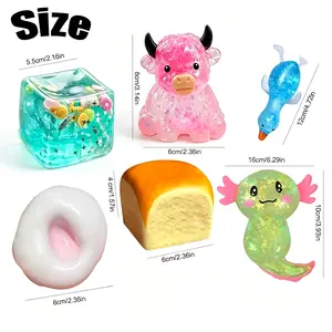 Axolotl Squishy Stress Relief Toy Glitter Fidget Toys Cute Malt Sugar Axolotl Toy Fidget Toys for Kids Youth Adult, Party Favors Anxiety Relief Squishy Toys(set)