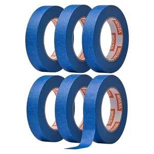VEVOR Painters Tape, 1 Inch Wide (0.94 In x 60 Yds), 6 Rolls, Blue Painter Tape for Painting, Edge, Trim, Ceiling, Masking Tape Protects Surfaces and Removes Easily, DIY Craft Art, Labeling Decoration