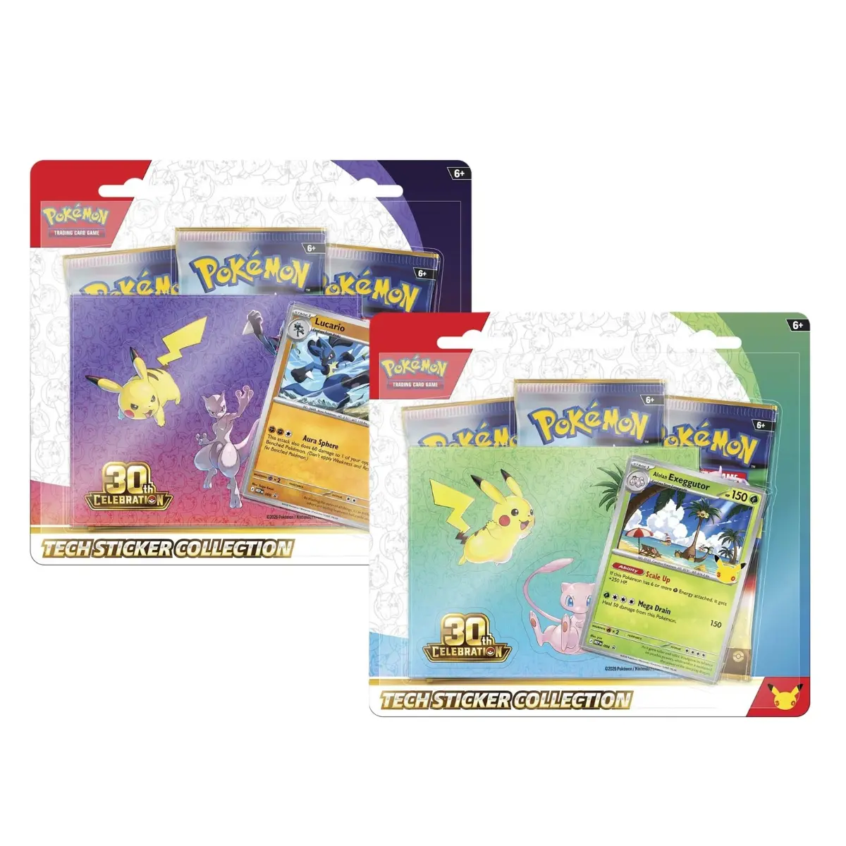 Pokemon 30th Celebration Tech Sticker Collection Set of 2 (Alolan Exeggutor/Lucario)