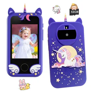 2.8 Inch Unicorn Star Kids Smartphon, Touch Screen Learning Toy Phone with Dual Camera, 16 Educational Games & 32GB Card, Christmas Birthday Gift for Boys Girls Ages 3-12 (Purple)