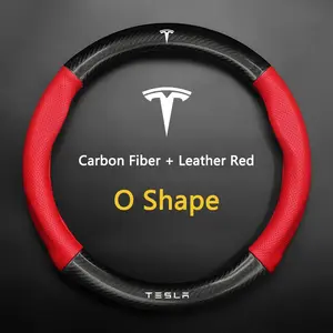Tesla Model 3/y/s/x Roadster D Shape O Shape Suede Anti-Slip Breathable Leather Steering Wheel Cover, Auto Accessories
